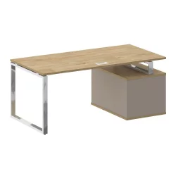 Стол руководителя с опорной тумбой , левый SHIFT SK.SRT-180 (L) Тиквуд Светлый/Капучино