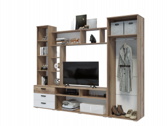 Гостиная Крокус Дуб вотан/Белый глянец