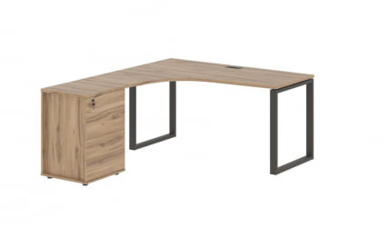 Стол эргономичный с тумбой левый EDIS EQCET 1518 L Дуб Денвер светлый Мокко