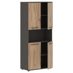 Шкаф с двумя комплектами глухих малых дверей ЕДИС ЕХCС 85.4 Дуб Денвер светлый Мокко Мокко / EDIS EHCS