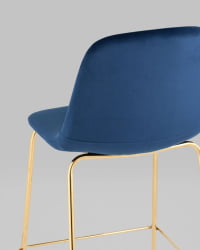 Стул полубарный Валенсия СН велюр Синий золотые ножки / SN
