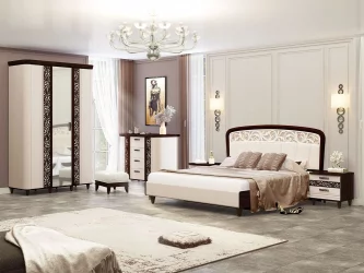 Кровать 180*200 Катрин 92.04 Дуб венге Белый песок Санчо крем