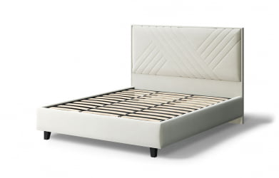 Кровать МИРА 2000*1200мм (на опорах), велюр Бренди лайт 02 (серо-белый), (б/основания, б/матраса)