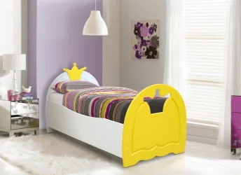 Кровать детская КОРОНА 800*1900 Белый/Желтый