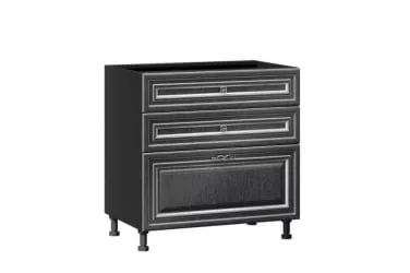 Тумба кухонная 800 с 3 ящиками (4) Италия ЛД 275.166.000 Черный Дуб темный