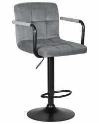 Стул барный DOBRIN KRUGER ARM BLACK (серый велюр (MJ9-75))