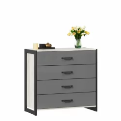 Комод с 4 ящиками Техно ЛД 678.110.000 Дуб Крафт белый Серый шифер