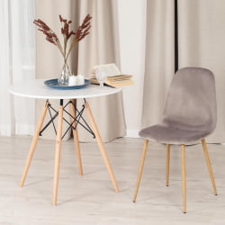 Стул BREEZE (mod. 4724) металл/вельвет, 44х48х87см, серо-бежевый/натуральное дерево