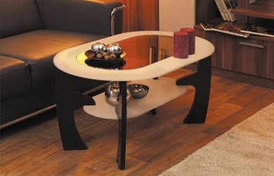 Овальный стол со вставкой из стекла овальный Дуб беленый Венге