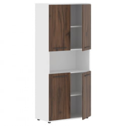 Шкаф с двумя комплектами глухих малых дверей ЕДИС ЕХCС 85.4 Дуб Денвер темный Мокко Белый / EDIS EHCS