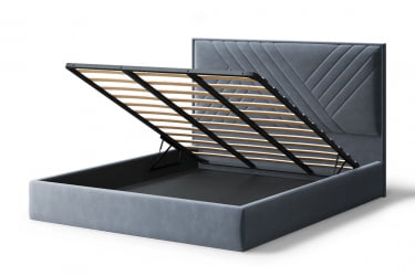 Кровать МИРА 2000*1200мм (без опор), велюр Бренди лайт 28 (серый), (б/основания, б/матраса)