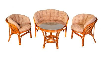 Комплект Багама с диваном, подушки светлые полные Bahama11 коньяк