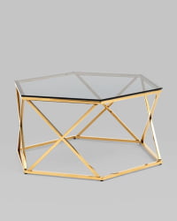 Журнальный столик Круз 93*80 стекло smoke сталь Золото