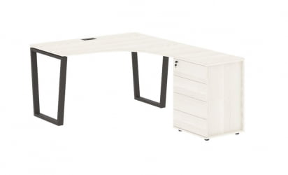 Стол эргономичный с тумбой правый EDIS EVCET 1318 R Ясень Траун Мокко