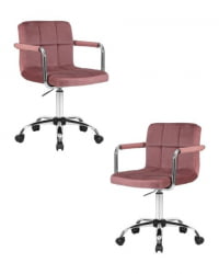 Офисное кресло для персонала DOBRIN TERRY (пудрово-розовый велюр (MJ9-32)) 2 шт