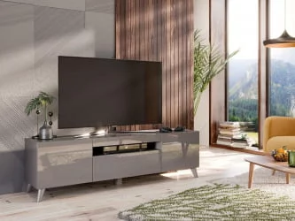 Тумба под ТВ Бруклин 1600 с опорами Оникс Серый глянец