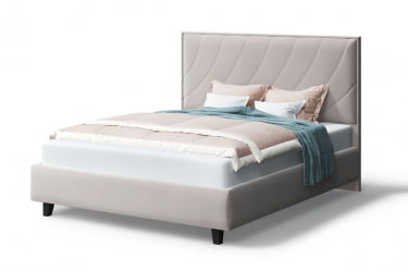 Кровать СОФИЯ 2000*1600мм (на опорах), велюр NEO 02 (бежевый), (б/основания, б/матраса)