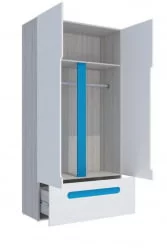 Детский шкаф для одежды Палермо Юниор 07 Белый глянец Ясень шимо светлый Синий