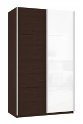 Шкаф-купе двухдверный Прайм 1400 ДСП/Белое стекло Венге