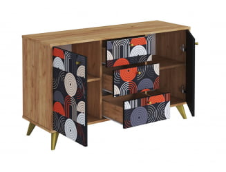 Комод Фьюжн КМ-003 дуб крафт золотой/VINIL