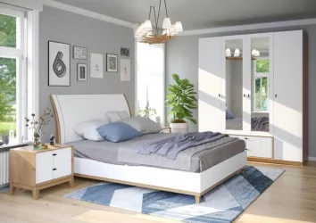 Модульная спальня Бари №3 Дуб Золотой Белый