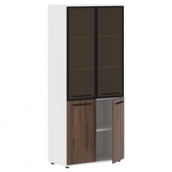 Шкаф комбинированный  с дверьми в металлической раме ЕДИС ЕХCС 85.7 Дуб Денвер темный Черный Белый / EDIS EHCS