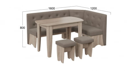 Кухонный уголок Барселона Дуб Сонома трюфель, Микровелюр Duna Stone