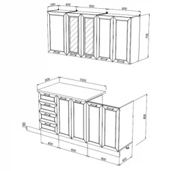 Маленькая кухня Агава 1,6 м Белый/Трюфель