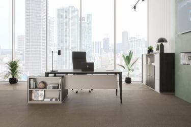 Комплект мебели для кабинета руководителя Atlas №04 Бренсон Трюфель Серый камень Антрацит