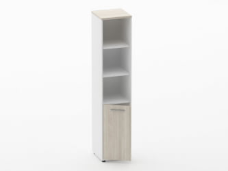 Шкаф 4 узкий верх открытый, низ закрытый Deka 10.19.11Л Дуб Сантана светлый/Белый