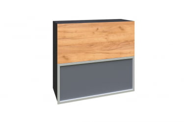 Шкаф кухонный 800 горизонтальный с 2 складными дверями комбинированный со стеклом Шервуд ЛД 281.981.000.049 Черный Дуб золотой