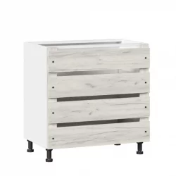 Тумба кухонная 800 с 2 ящиками ЛЮКС (4) Винченца ЛД 234.920.000.018 Тип 2 Белый Дуб Крафт белый