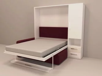 Шкаф-диван-кровать Смарт 1 правый с пуфом 1400 Ясень шимо темный