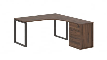 Стол эргономичный с тумбой правый EDIS EQCET 1518 R Дуб Денвер темный Мокко