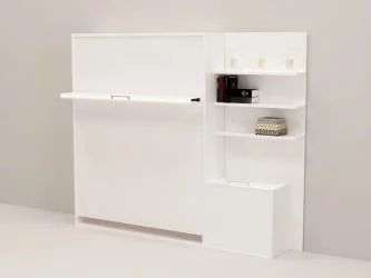 Кровать-трансформер Смарт 1 К 1400+П правая Белая шагрень