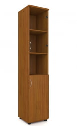 Шкаф для документов узкий с прозрачными стеклами Р.П-4СБ Ясень светлый