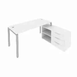 Рабочая станция на П-образном м/к с опорной тумбой правая Metal System Б.РС-СТС-2.4 Пр Белый/Серый