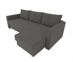 Диван угловой с подлокотниками Мадрид (Berhouse) Цвет фасада: Серый Велюто 12; Тип: Левый/правый; Материал фасада: Металл/Велюр