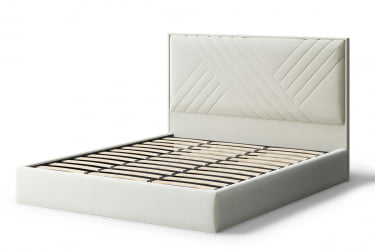 Кровать МИРА 2000*1200мм (без опор), велюр Бренди лайт 02 (серо-белый), (б/основания, б/матраса)