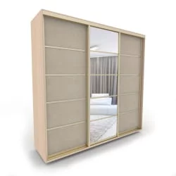 Шкаф-купе 3-х дверный Акцент-Квадро КЛ 2400х600 Дуб молочный/Золото