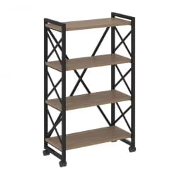 Стеллаж на колесных опорах - 4 полки LOFT  VR.L-MST.K-4.8 Металл черный Дуб Аризона