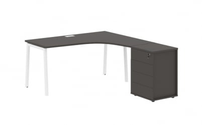 Стол эргономичный с тумбой (правый) EDIS ELCET 1518 R Мокко Белый