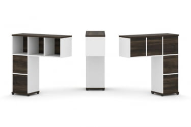 Надставка на стол низкая односторонняя + задняя стенка (5шт.) + блок с 2-мя ящиками (2шт.) CONCEPT CN.ONN-003 Дуб Мали Белый бриллиант Черный металл