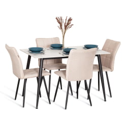 Стул обеденный Bari LT, велюр, бежевый/черный, 7, 41х55х89 см