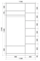 Двустворчатый гардеробный шкаф Хит-24-14-77 Париж Ясень шимо светлый