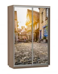 Шкаф-купе двухдверный Экспресс Дуо 1400х2200h Улица/Ясень шимо тёмный