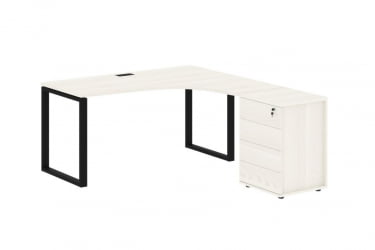 Стол эргономичный с тумбой правый EDIS EQCET 1518 R Ясень Траун Черный