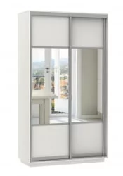 Шкаф-купе белый лдсп Экспресс Дуо Комби 1200х2200h Белый снег