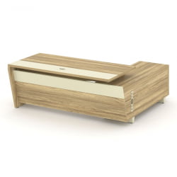 Стол руководителя с опорной тумбой, левый Corner COR.SRT-20(L) Гикори Песочный Ваниль