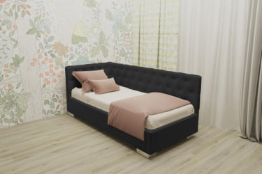 Подростковая кровать ВЕРСАЛЬ БЕЗ ОСНОВАНИЯ (BERHOUSE) Материал фасада: Металл/Велюр; Спальное место: 800х1900; Цвет: Темно серый